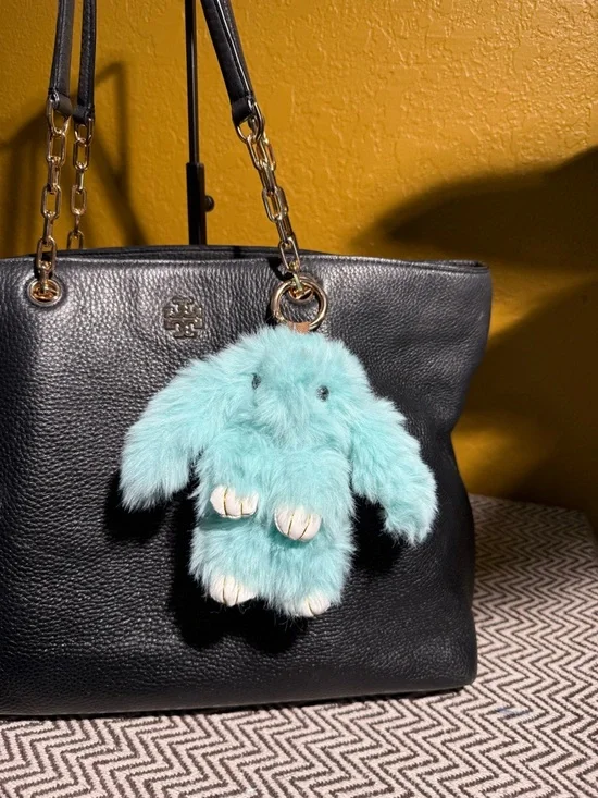 Faux Fur Bunny Bag Charm | Blue Shades & Gold Hardware - Choice of 1 - Picture 6 of 7
